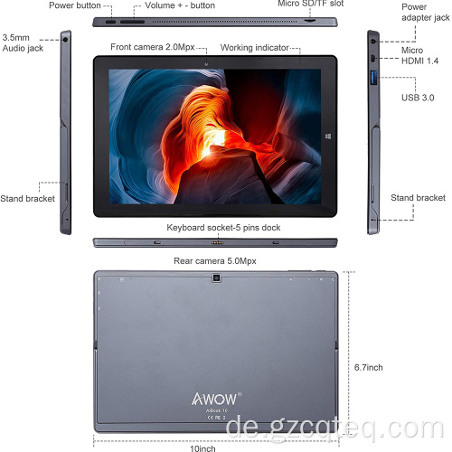 Windows 2-in-1-Tablette mit U-förmiger Kickstand